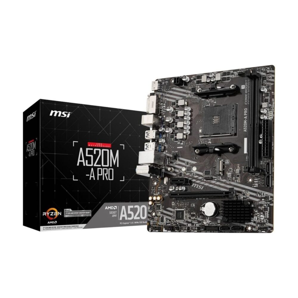 MSI A520M-A PRO AMD A520 Soket AM4 DDR4 4600(OC)MHz mATX Gaming Anakart