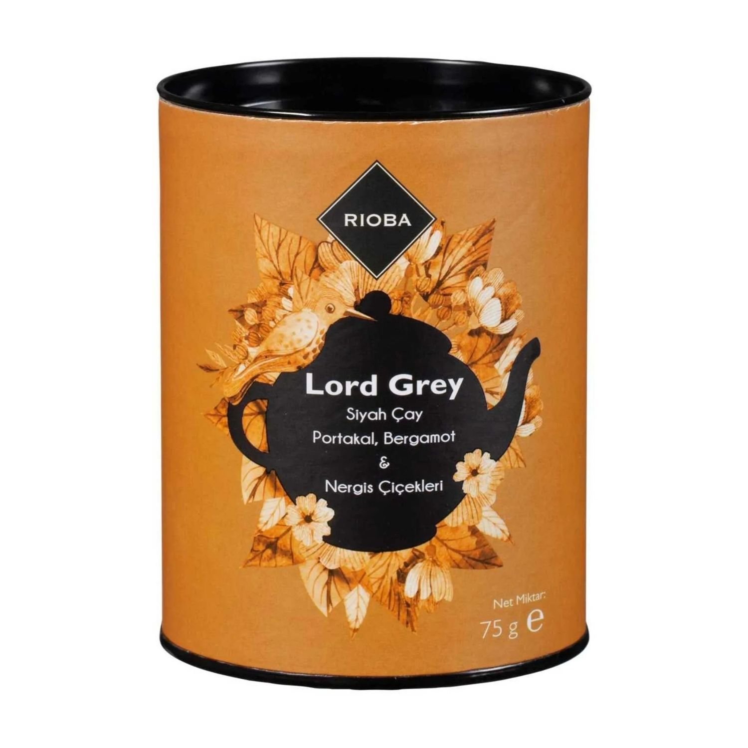 Rioba Lord Grey Çay, Siyah Çay, Portakal, Bergamot & Nergis Çiçekleri Çayı ~ 75 G