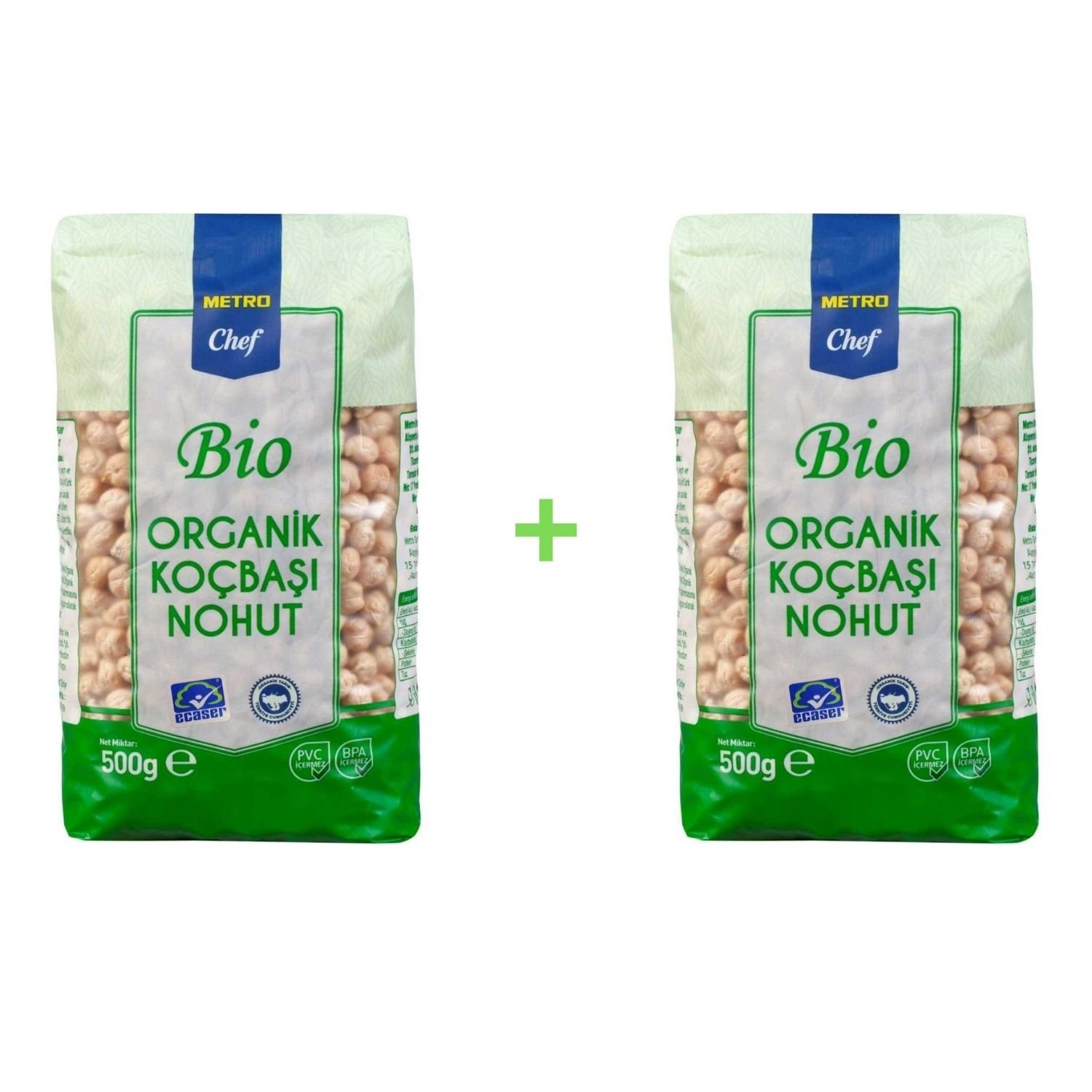 Metro Chef Bio Nohut Koçbaşı 500 gr 2 Paket Baklagil Kuru Gıda Organik
