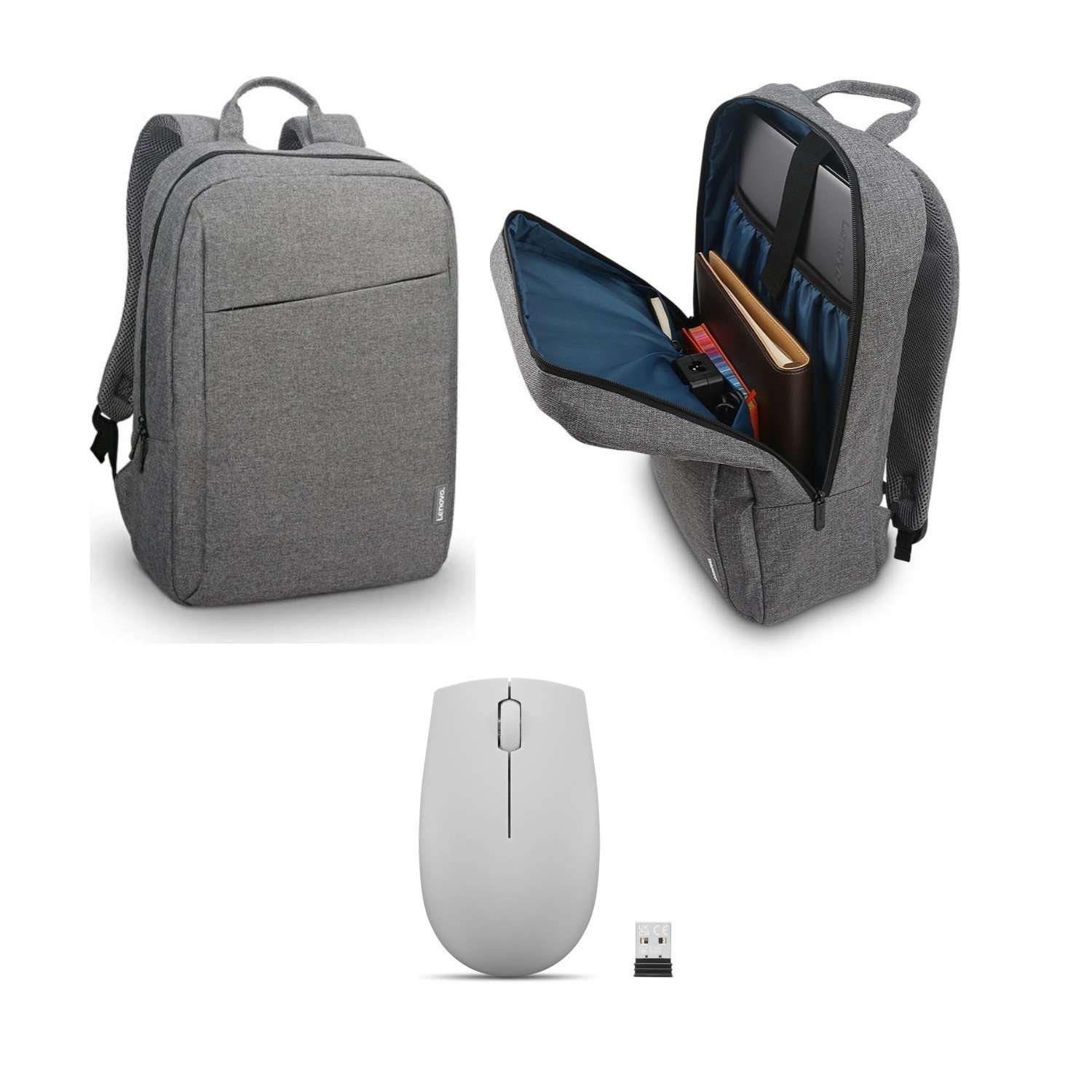 Lenovo B210 Gri Sırt Çanta, Lenovo 300 Wireless Gri Mouse Pro Set