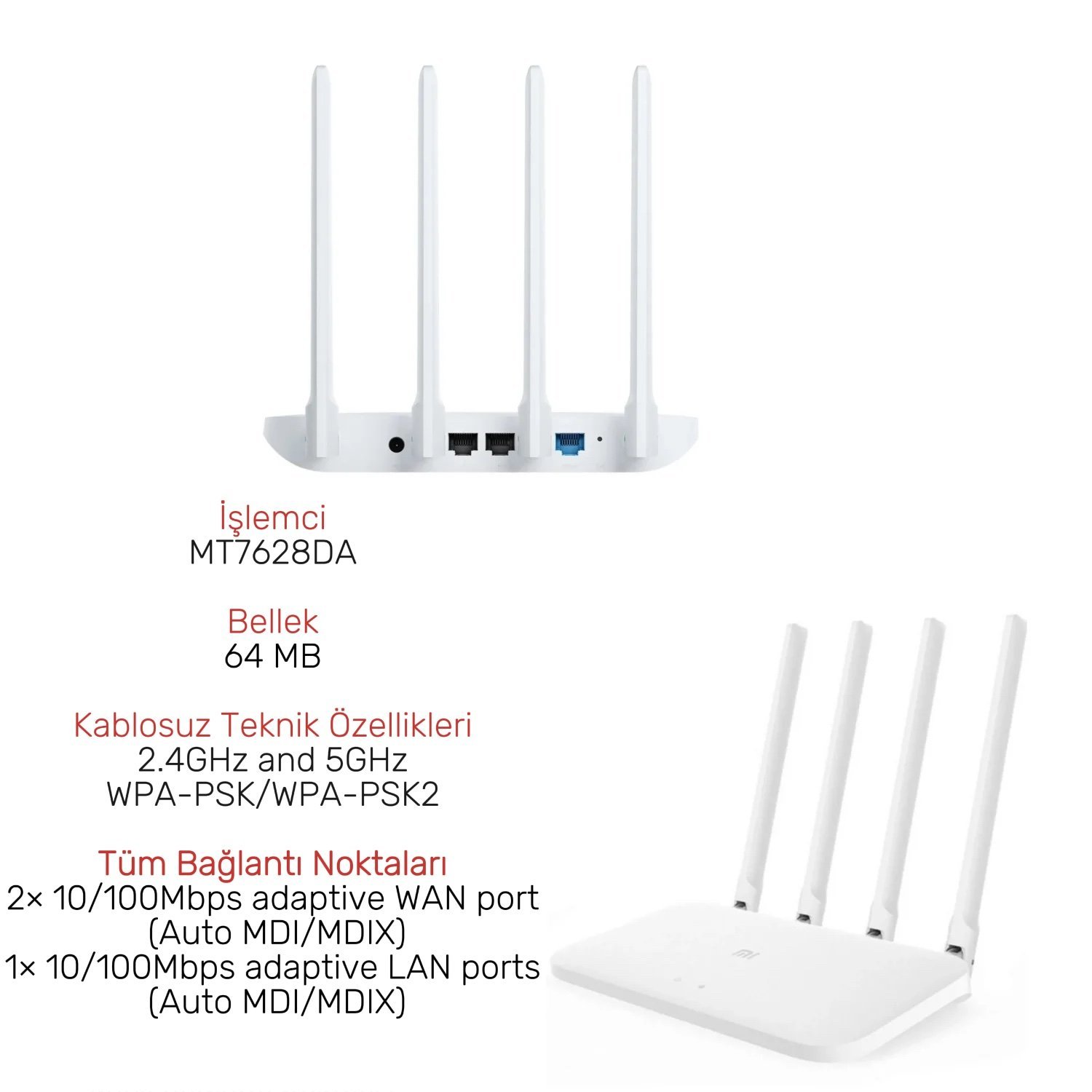 Xiaomi Mi R4AC Router 4A WiFi 1200Mbps 5GHz Sinyal Aktarıcı Güçlendirici