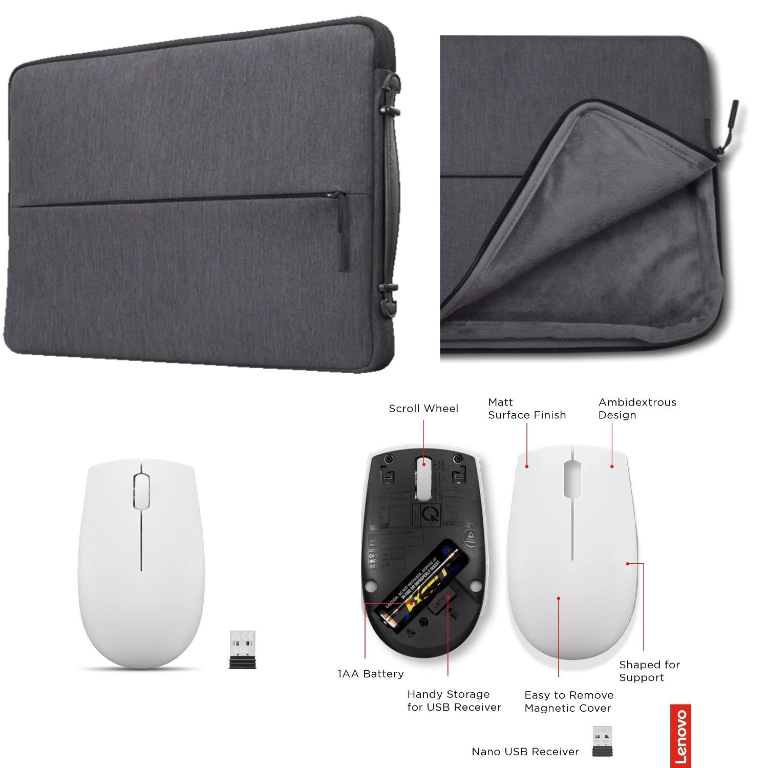 Lenovo 13" Urban GX40Z50940+Lenovo 300 Bulut Grisi Mouse Profesyonel Set
