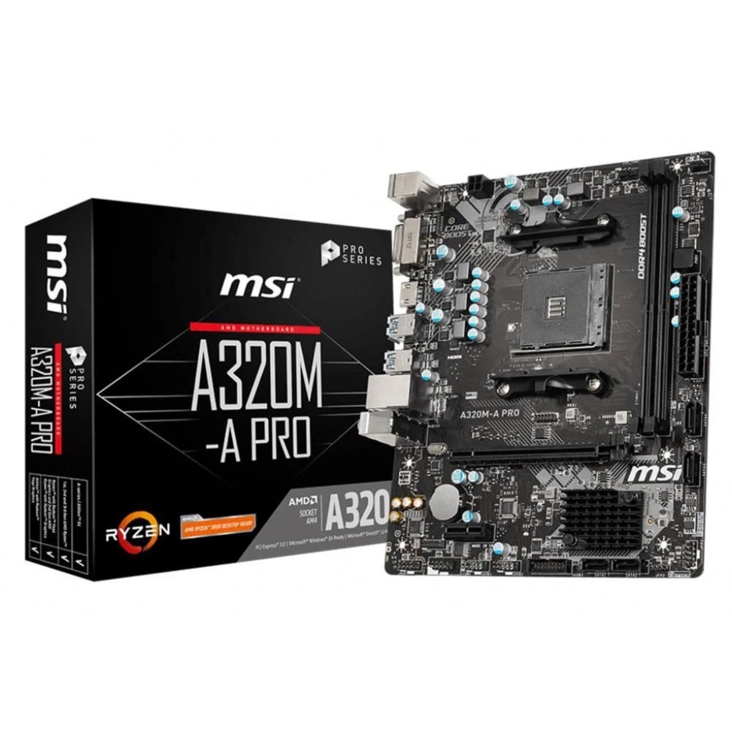 MSI A320M-A PRO AM4 DDR4 3200(OC) DVI HDMI USB3.2 mATX Anakart
