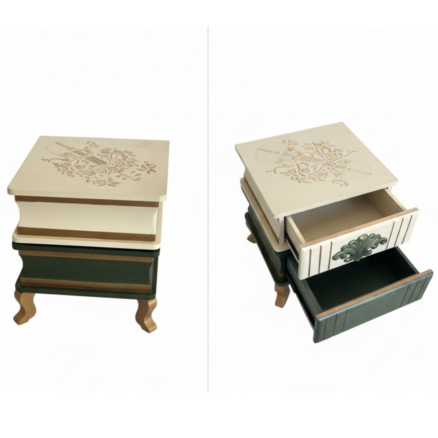 Sanat9K  Ahşap Dekoratif El İşçiliği Makyaj Diğer Eşyalar İçin Çekemeli Saklama Kutusu