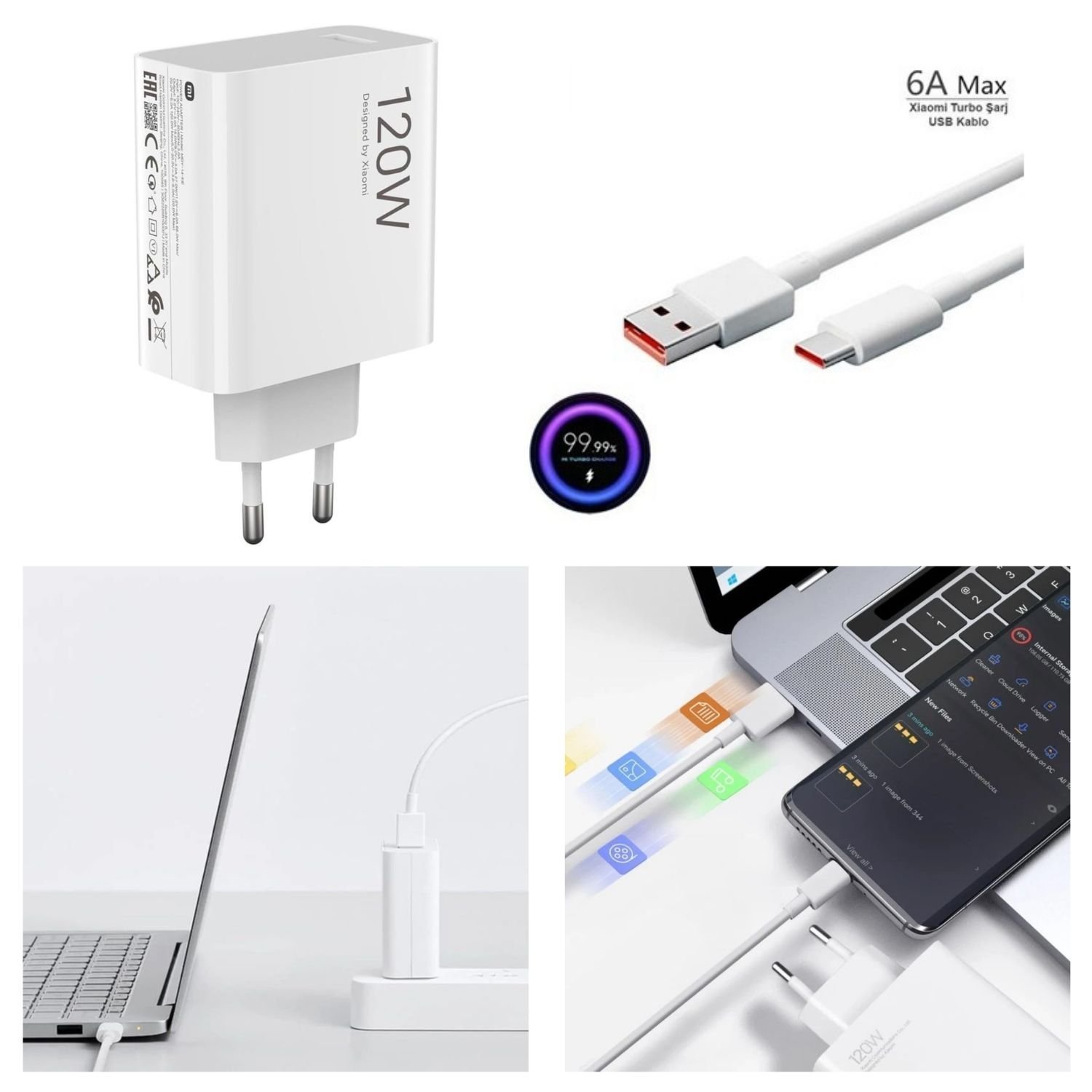 Teşjhir Orijinal Xiaomi Şarj Cihazı Telefon Veya Bilgisayar İçin - 120 Watt MDY 14 EE