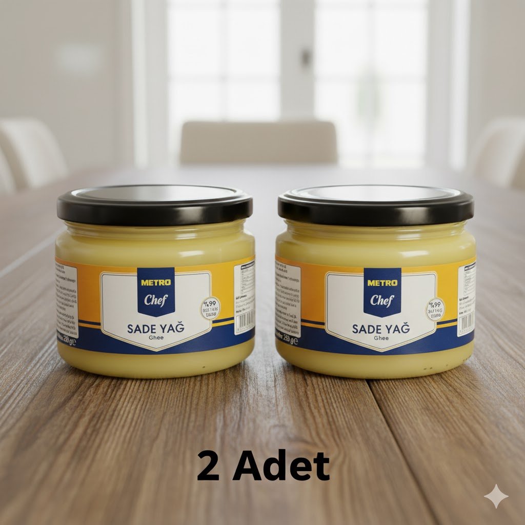 Metro Chef 2 Adet Sade Yağ Inek, Sade Yağ, Ghee Yağ, Ghee Yağı 250grx2 Toplam 500gr- Des Biens