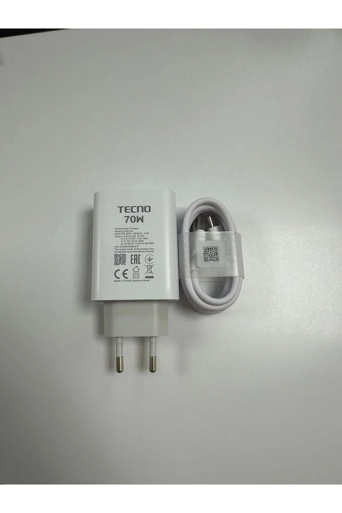 Tecno 70w (WATT) Hızlı Şarj Aleti Adaptörü Kablo Seti
